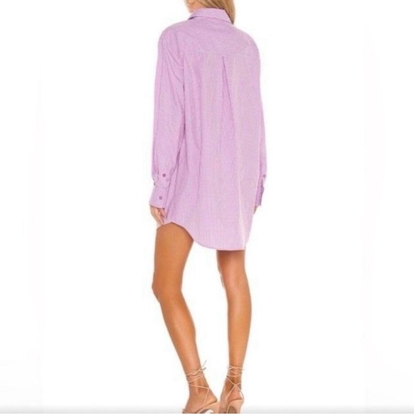 Camila Coelho Lavender/Pink Gingham Long Sleeve Button Down Shirt Dress Small - Picture 2 of 11
